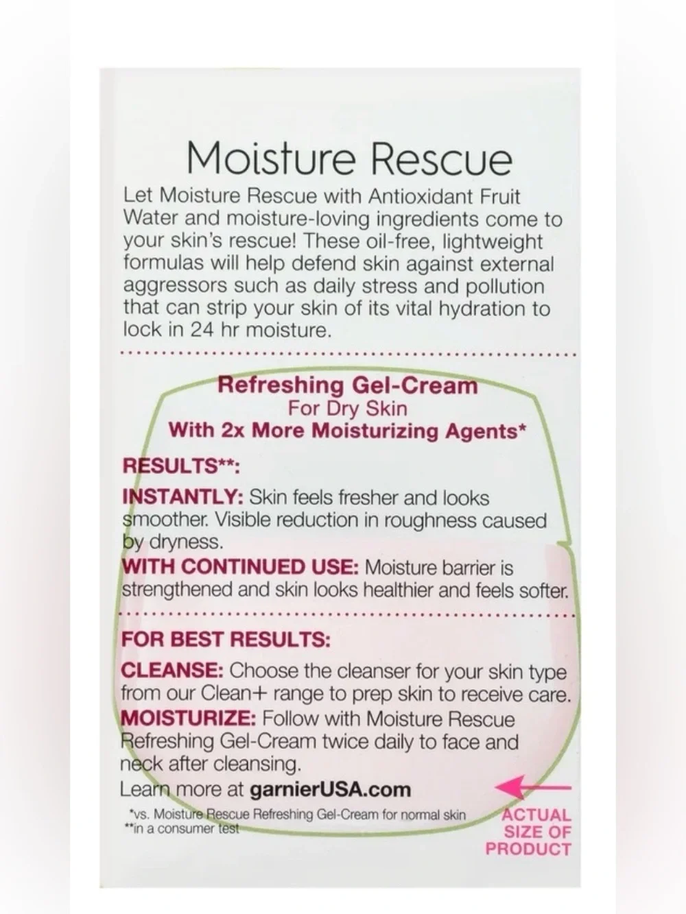 Garnier SkinActive Moisture Rescue Refreshing Gel Cream Dry Skin, 1.7